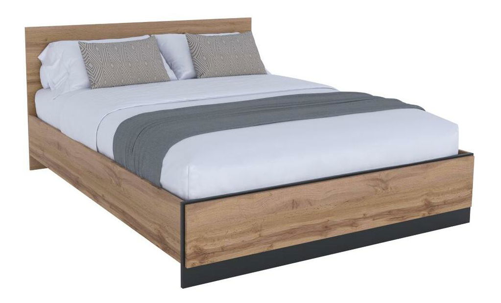 Pat matrimonial 160 cm Actualmente (stejar wotan + negru) 