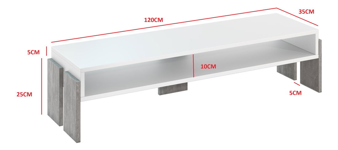 Masă TV Ramea (Alb + piatră)