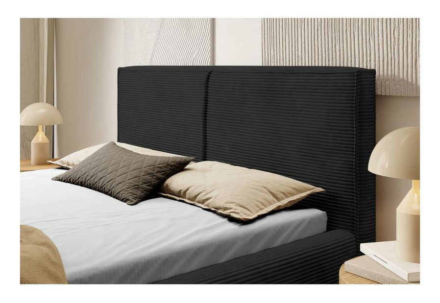 Bračni krevet 140 cm Fatime (s podnicom) (s prostorom za odlaganje) (crna + crna)