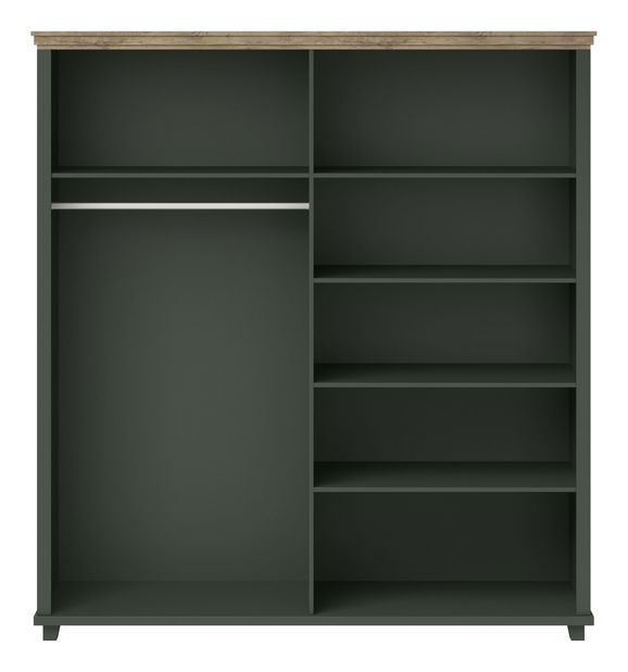 Šatníková skriňa so zrkadlom Elvina S Typ 20 (zelená + dub lefkas)