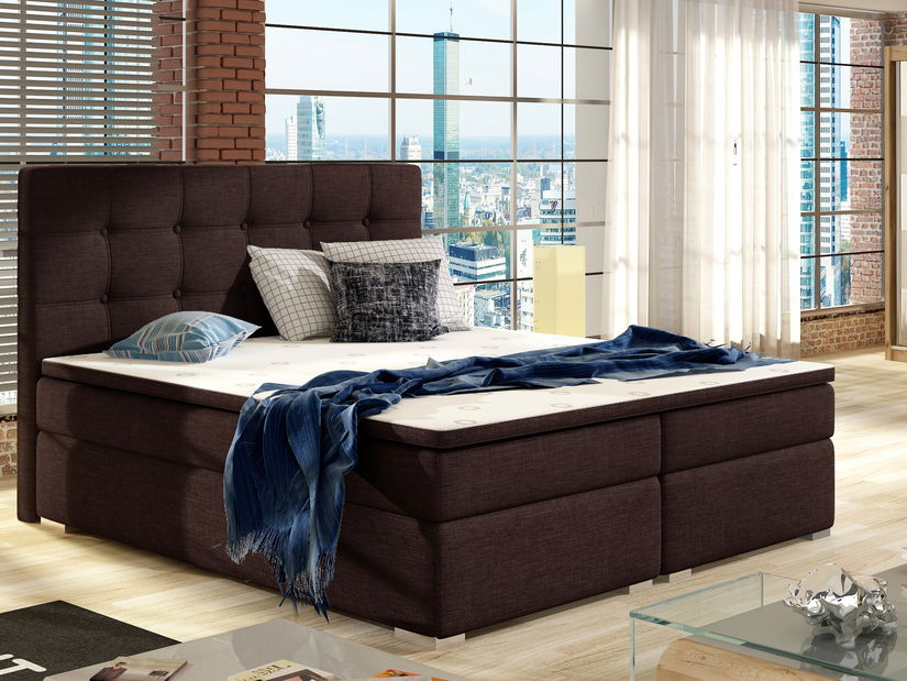 Bračni krevet Boxspring 140 cm Irma 01 (tamnosmeđa)