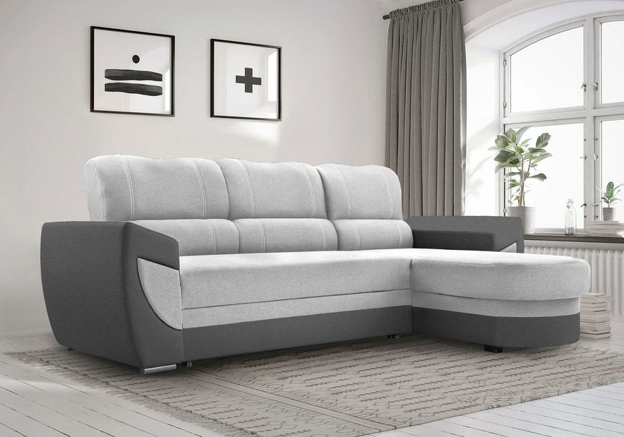 Rohová sedačka Trento (svetlosivá + sivá) (L)