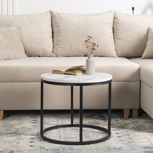 Dohányzóasztal Conney (fehér márvány + fekete) 