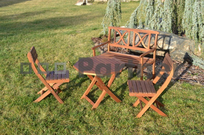 Detský záhradný nábytok Brighton 1+2+1 (Akácia)