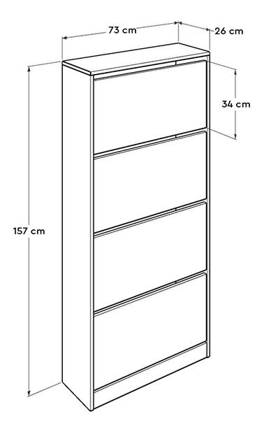 Cipőtároló (cipősszekrény) Shecoletta 7 (fehér)