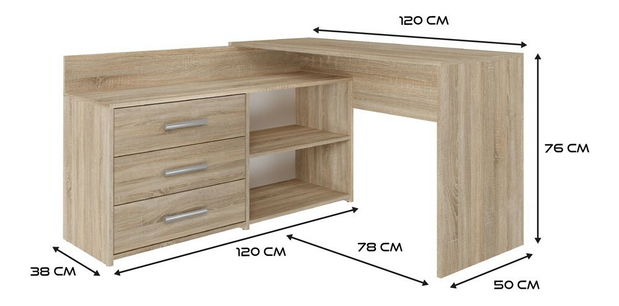 Rohový pc stolík Debio 1 (dub sonoma)