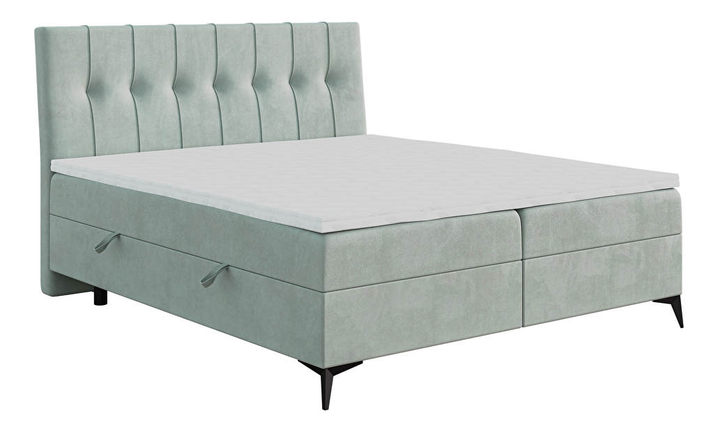 Franciaágy Boxspring 140 cm Leny (menta) (matraccal és tárolóhellyel)