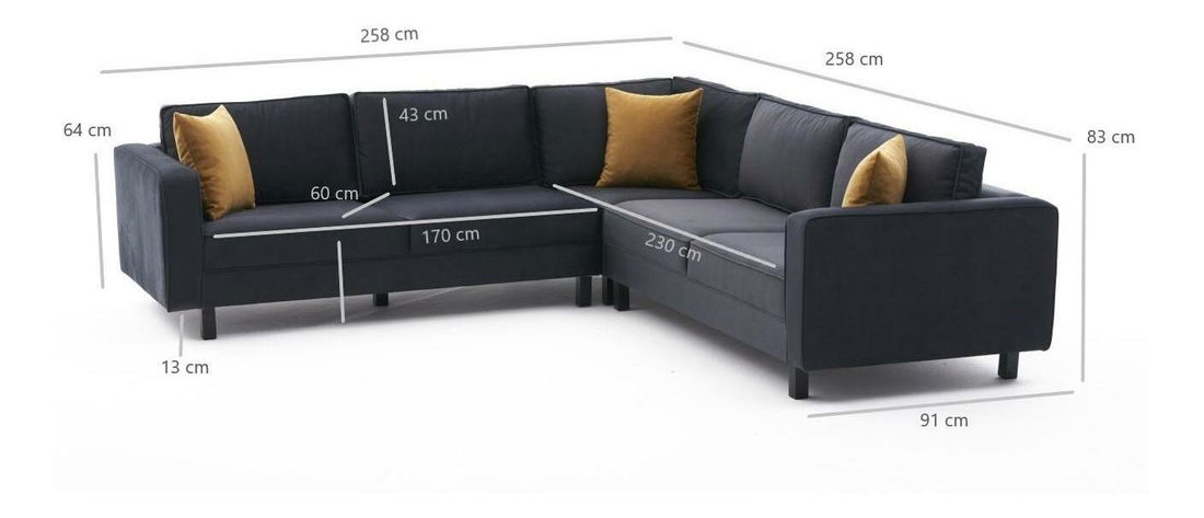 Colțar Kalen 2 (antracit + negru)