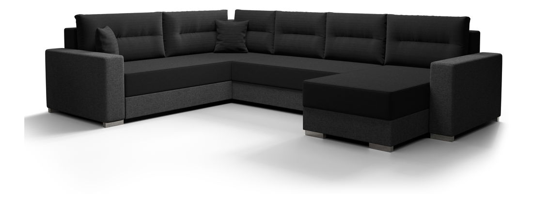 U alakú sarokkanapé Glide 3 (fekete + szürke) (B)