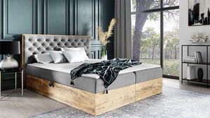 Manželská posteľ 180 cm Lucio 3 (dub wotan + sivá)
