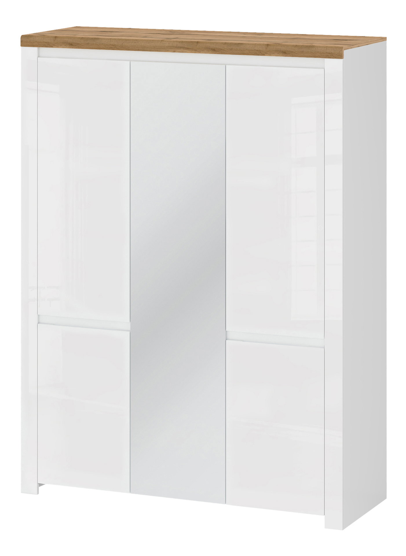 Ruhásszekrény Vina (fényes fehér + wotan tölgy)