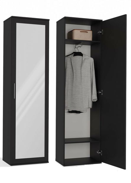 Šatníková skriňa Dialogos 1 (čierna) (so zrkadlom)