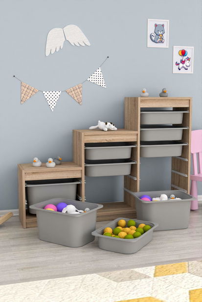 Organizator za igračke Dremonka 9 (hrast sonoma + siva)