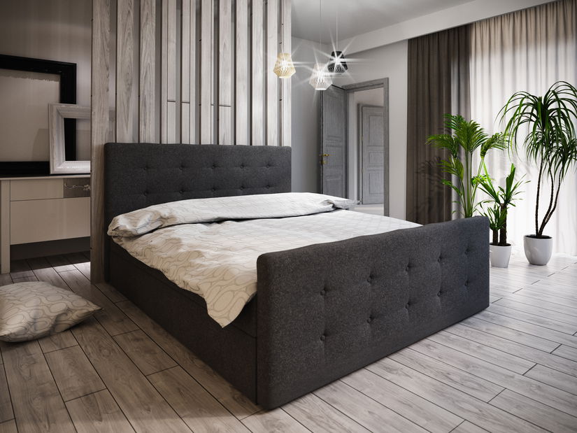 Bračni krevet Boxspring 160 cm Milagros 1 (crna) (s madracem i prostorom za odlaganje)