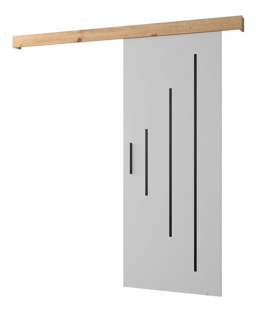 Klizna vrata 90 cm Sharlene Y (bijela mat + hrast artisan + crna)