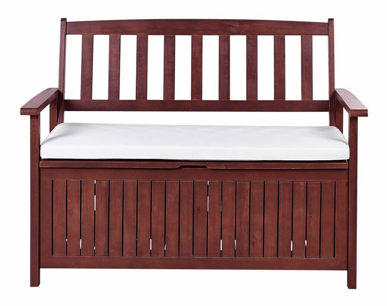 Záhradná lavička Sefu (mahagónové drevo + biela) (s úl. priestorom))