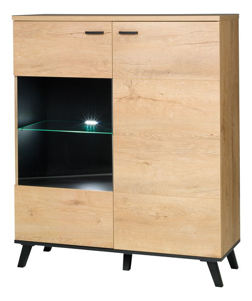 Vitrină Juha 4 (stejar lefkas + negru)