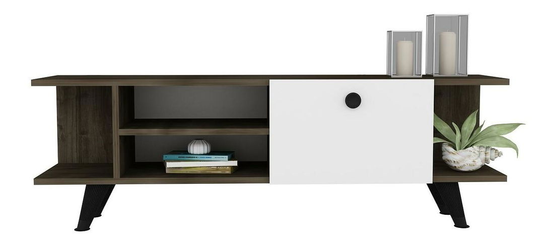 Masă TV/Dulap Napiku (Nuc + alb) 