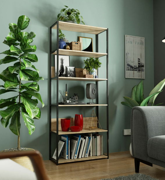 Raft Loriana V (negru + stejar sonoma)