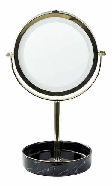 Oglindă cosmetică Shevaun (Auriu + Negru) (cu iluminat LED)