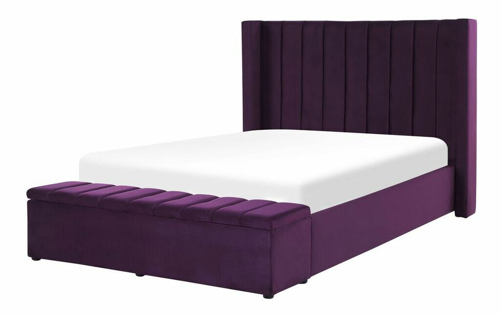 Pat matrimonial 140 cm NAIROBI (textil) (violet) (cu somieră)