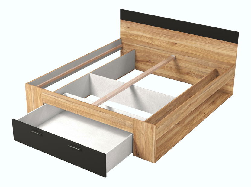 Pat matrimonial 180 cm Benson MW92 (stejar mauvella + negru)