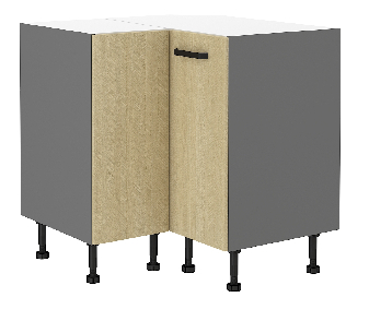 Donji kutni kuhinjski ormarić Scarmi 89x89 DN 1F BB (Antracit + Herringbone scandi)