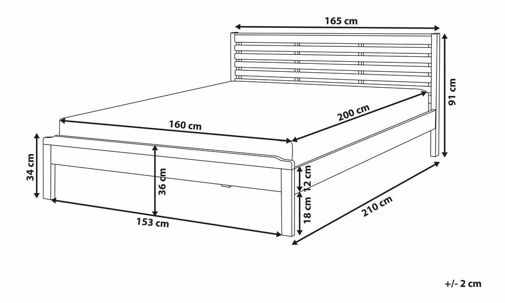 Manželská posteľ 160 cm CAROC (s roštom) (svetlé drevo)