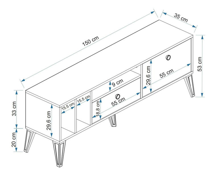 Masă TV/Dulap stejareki 2 (pin atlantic + negru) 