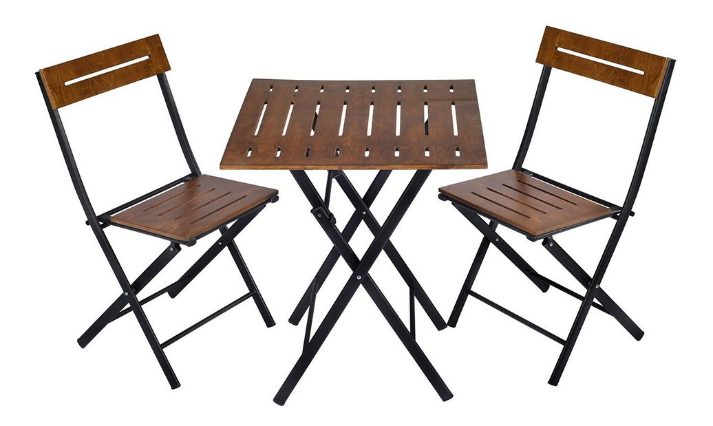 Set masă scaune de grădină (3 buc) Bonita (nuc + Negru) *vânzare stoc