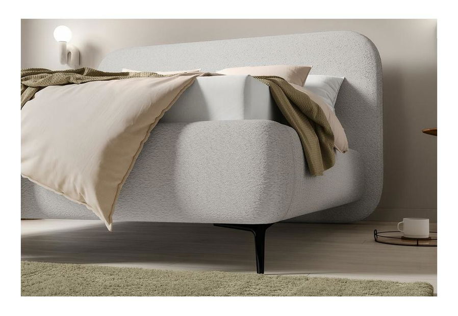 Pat matrimonial 160 cm Mononoke 160 (cu somieră) (bej deschis + negru)