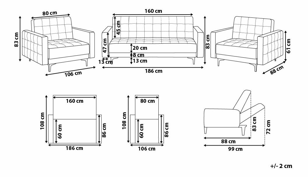 Sedacia súprava Aberlady (zlatohnedá)