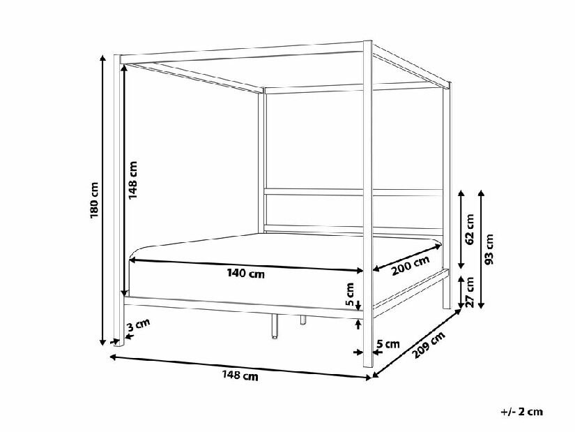 Manželská posteľ 140 cm Lesta (biela)