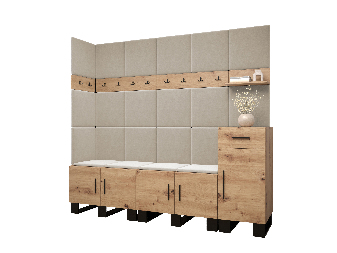 Set mobilier pentru hol Amanda 9 (Stejar artisan + bej)