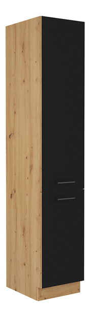 Dulap de bucătărie pentru alimente Meriel 40 DK 210 2F (negru + stejar artisan)