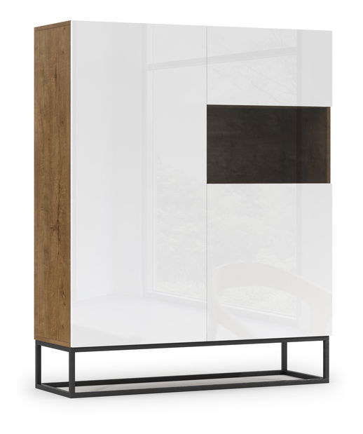 Skrinka Antonio (dub artisan + biela lesklá)