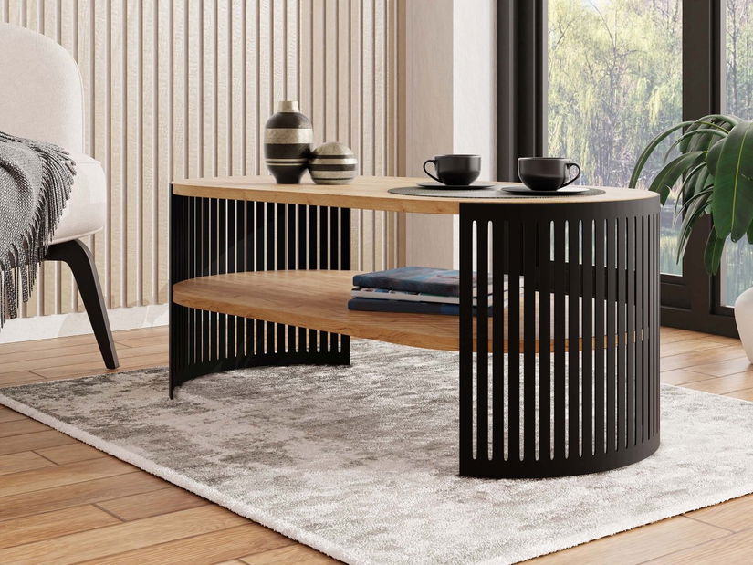 Stolić za kavu Zentono I (crna + hrast craft zlatni)