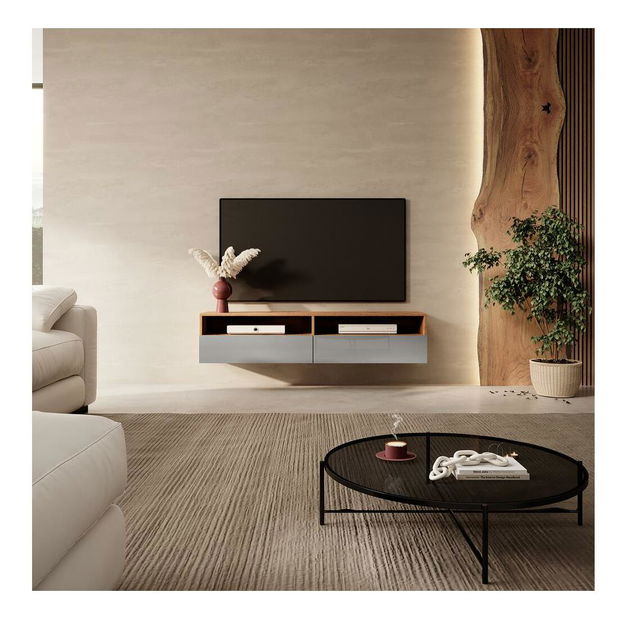 TV ormarić/stolić Redcan 140 (s rasvjetom) (hrast wotan + siva)