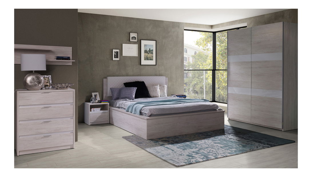 Dulap de haine Desayuno DSZ150 (Stejar alb + alb lucios)