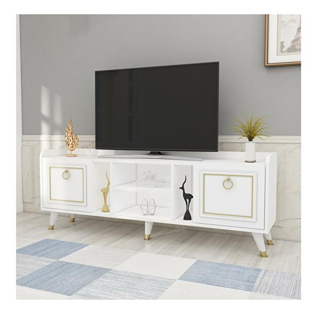 TV asztal/szekrény Lipoma 7 (fehér + arany) 