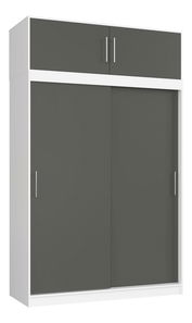 Dulap cu uși culisante (cu suprastructură) Siente (alb + grafit)