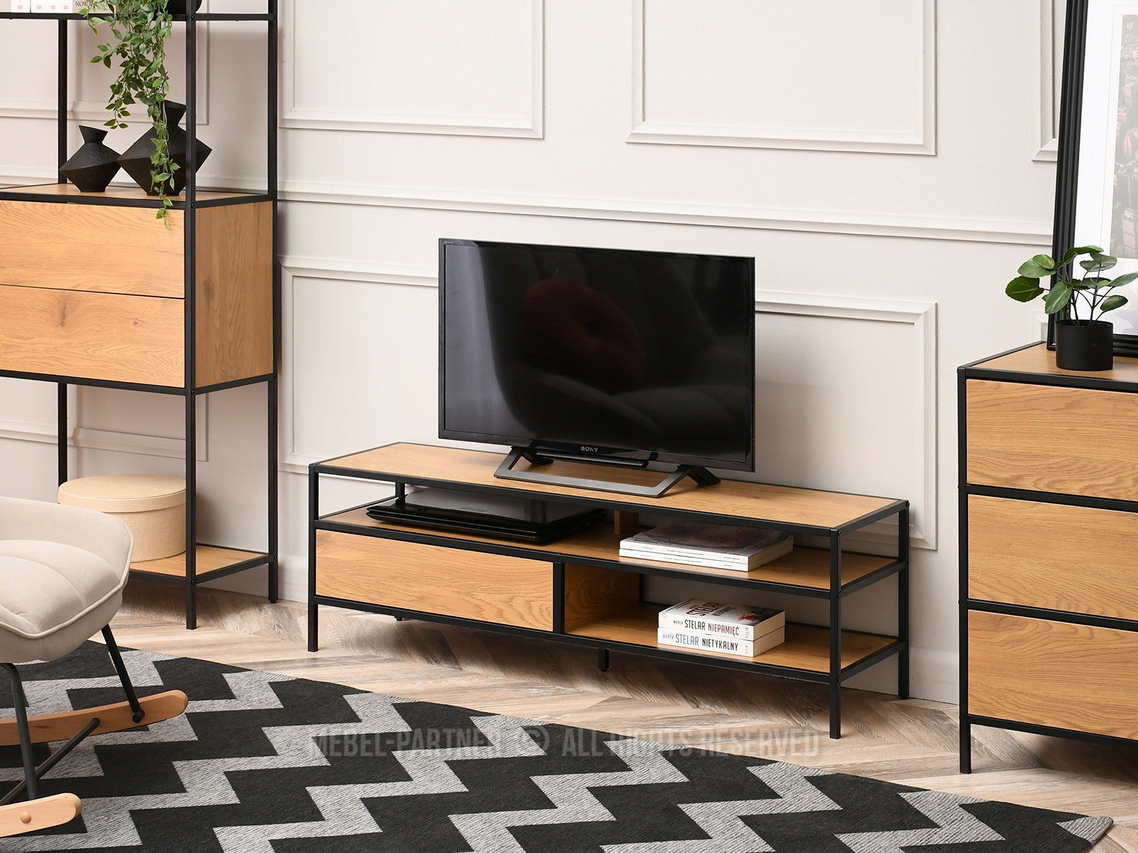 Masă TV Soren Rtv (stejar + negru)