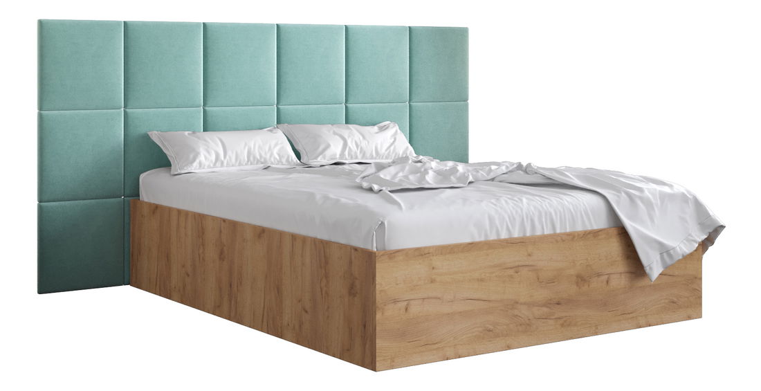 Bračni krevet s tapeciranim uzglavljem 160 cm Brittany 4 (hrast craft zlatni + metvica) (s podnicom)