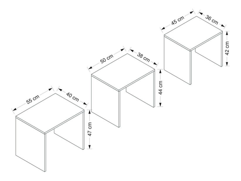 Set 3ks. konferenčných stolíkov Naleta 1 (antracit)