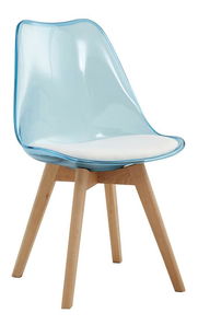Scaun sufragerie Bralla 2 (transparent + albastru + fag + alb) 