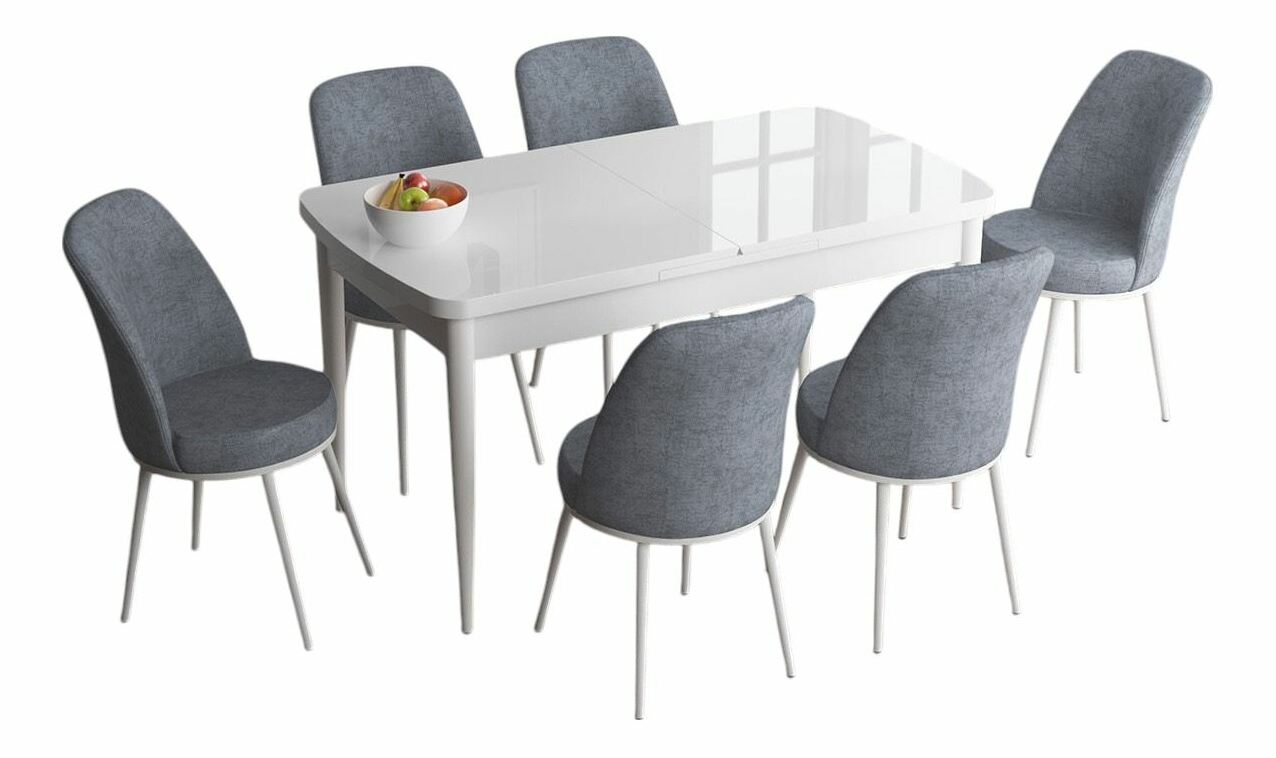 Jedálenský set Hana (biela + sivá) (pre 6 osôb)