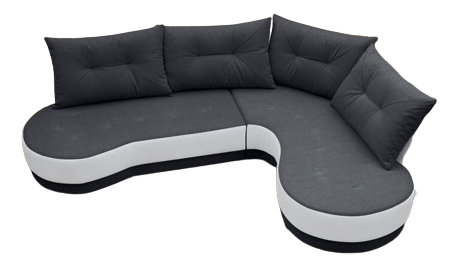 Kutna garnitura- Adam (tamnosiva + bijela) (D)