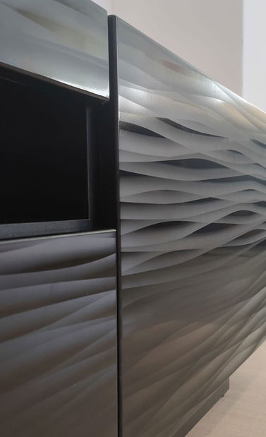 TV stolík/skrinka Aurora 150 (sahara čierna) (s LED osvetlením)