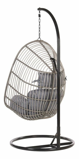 Fotoliu suspendat cu cadru CALSO (poliratan) (gri)