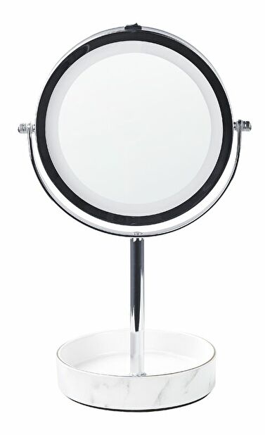 Oglindă cosmetică Shevaun (argintiu + alb) (cu iluminat LED)